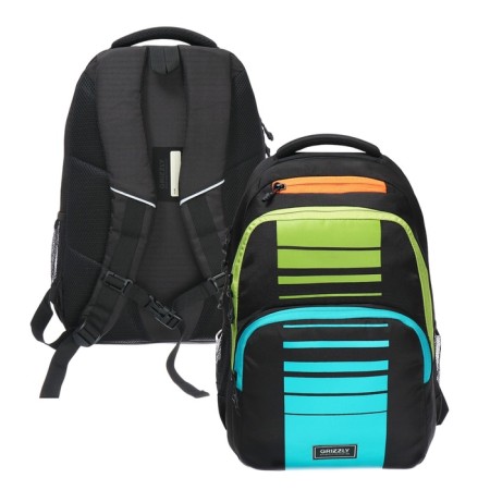 Youth backpack 45 x 32 x 23 cm, Grizzly "Sport", ergonomic back, laptop department, black