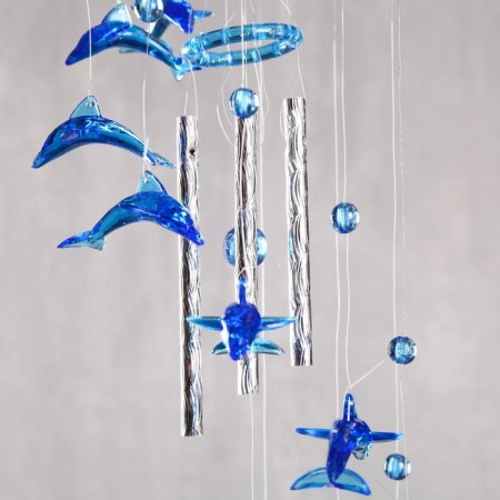 Wind music plastic "dolphin" 4 tubes + 11 figures-2