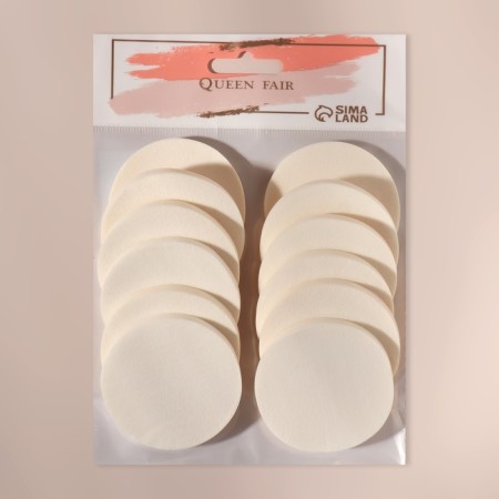 Makeup sponge, set - 12 pcs, d = 5.3 cm, white color-4