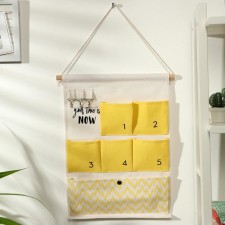Organizer suspended with the pockets of the Vremya Daulaan, 6 departments, 49 × 35 cm, yellow color