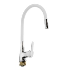 Accoona A4890G-5 kitchen mixer, single-leaf, flexible spout, white/chromium