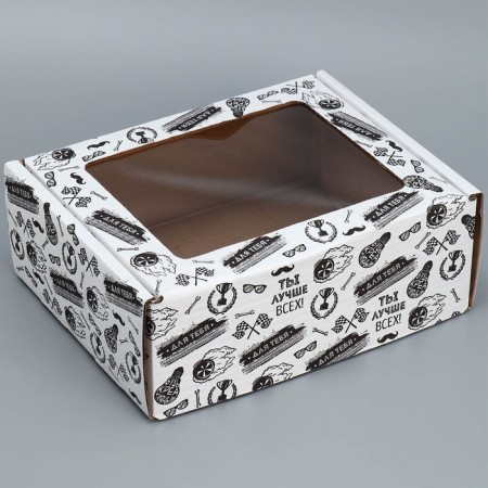 Box a gift team with a window, packaging, “best”, white, 27x10x21 cm-1