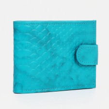 Women's wallet on the button, turquoise color