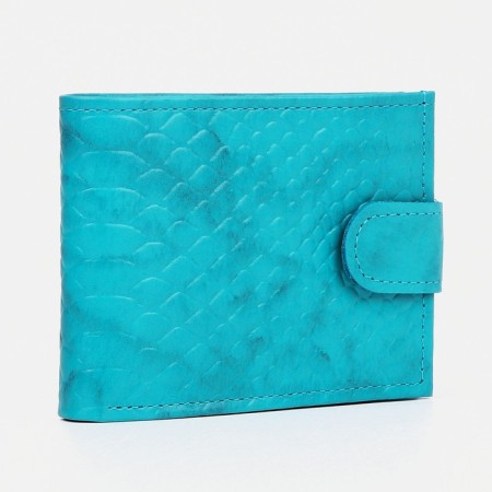 Women's wallet on the button, turquoise color