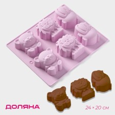 Baking uniform “Animals”, silicone, 24 × 20 cm, 6 cells (6.5 × 4.5 cm), color mix