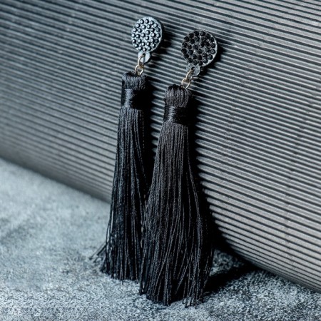 Earrings "Brushes" harmony, black color, l brush 8.5 cm-5