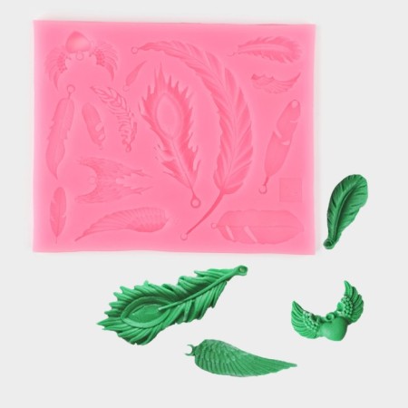 Mold "feathers", silicone, 12 × 10 cm, color mix