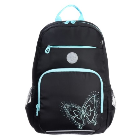 School backpack, 40 x 25 x 13 cm, Grizzly, ergonomic back, laptop department, black/turquoise-2