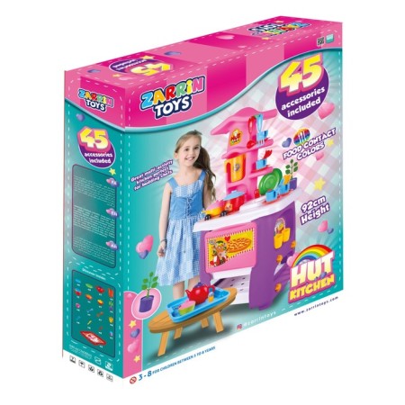 Hut Kitchen game kitchen, with a set, 45 items, the color of a violet pink-1