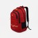 A backpack with a zipper, 2 external pockets, burgundy color