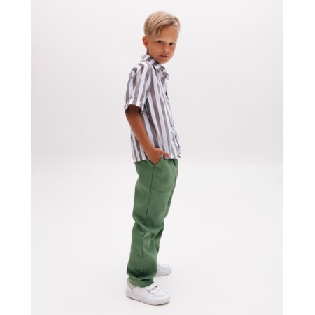 Shirt for the boy Minaku: Cotton Collection, brown/white color, height 152 cm-1