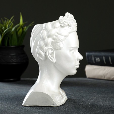 Kashpo - organizer "Bust of Frida" Pearl, 12x16.5x11cm-3