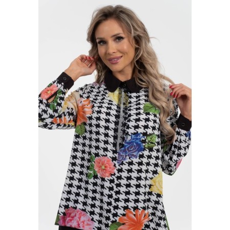 Female shirt, size 48, white color, black-4
