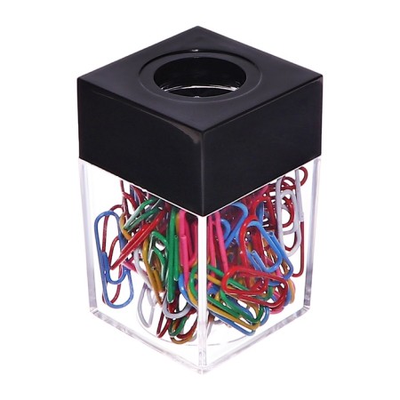 Square crossbreaker with a magnet is transparent plastic, colored paper clips 100 pieces-1