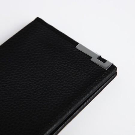 Male purse without fastening, department for maps, for bills, black color-2