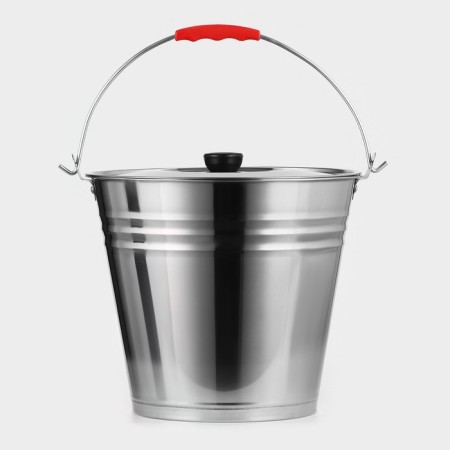 A bucket with a lid, 8 l, d = 28 cm, from stainless steel Aisi 201-3