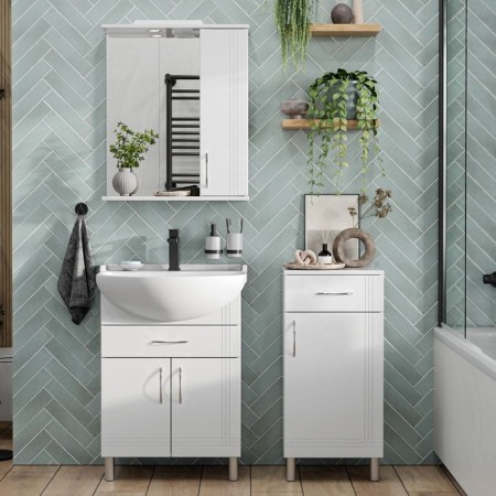 Cabinet-mirror suspended Sanstar "Volga 60" White-4