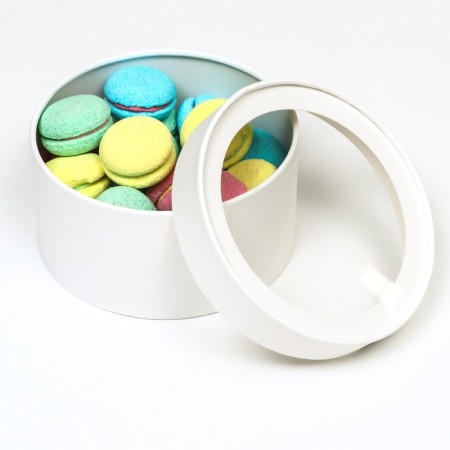 Set 2 in 1 round boxes "white" with a window, 21 x 11 - 18 x 10 cm-4
