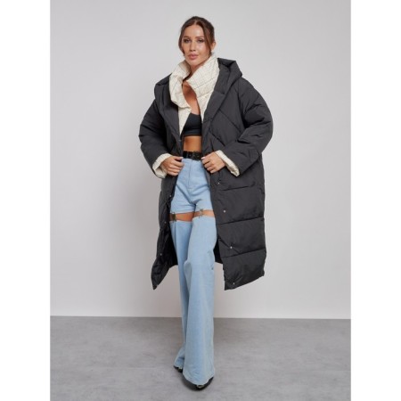Coat insulated winter female, size 50, black color-14