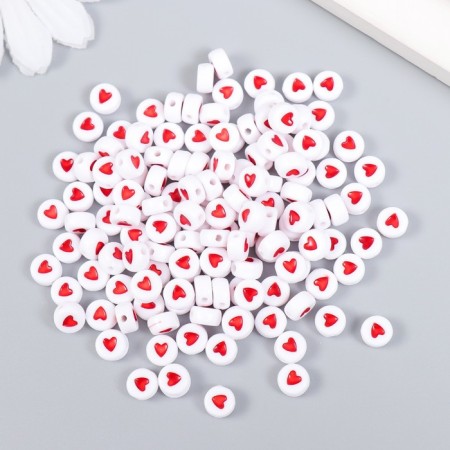 A set of beads for creativity plastic "Red heart in the circle" 20 grams 0.7x0.7 cm-1