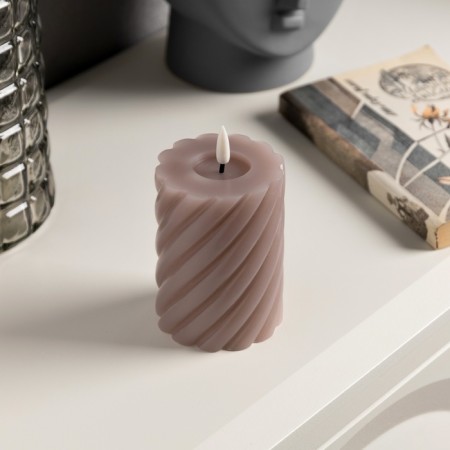 LED candle twisted lilac, 7.5 × 12.5 × 7.5 cm, plastic, wax, batteries AAAX2 (not complete), glow warm white-1