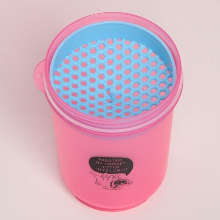 Sports shaker “I work on schedule”, pink-blue, with a bowl for protein, 500 ml-3