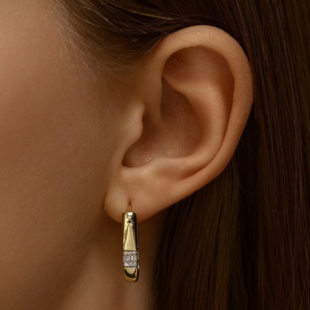 Earrings with rhinestones Xuping importance, white color in gold-2