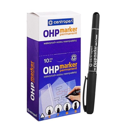 Marker for OHP permanent 2.5 mm, line 1.0 mm, centropen 2637m, black color