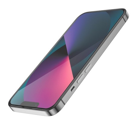Hoco G1 Protective Glass, for iPhone 13/13 Pro, PET layer, anti -print, black frame-3