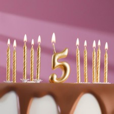 Set of candles for the cake (2 in 1) Golden number 