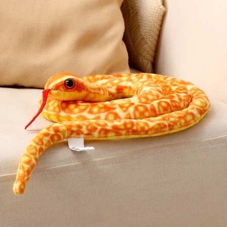 Soft toy "Snake", 30 cm, orange color, yellow-1