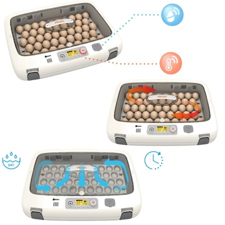 Incubator, 50 eggs, automatic coup, 120 V, with ovoscope, rcom-2