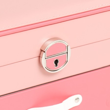 Casket to the leatherette for decorations "Sheila" pink with coral 25.5x18.5x14 cm-1