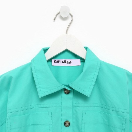 Children's dress with kaftan pockets, size 30 (98-104 cm), green color-6