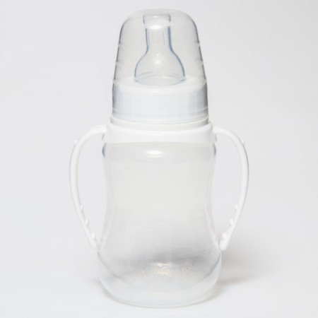 A bottle for feeding, a classic throat, 150 ml., From 0 months, fitted, with handles, color mix-6
