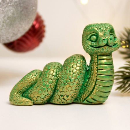 Figure "Snake Spiral" Green with gilding, 4x7x4cm