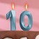 Candle in the cake anniversary "line" (set 2 in 1), number 10, blue metallic, 6.5 cm