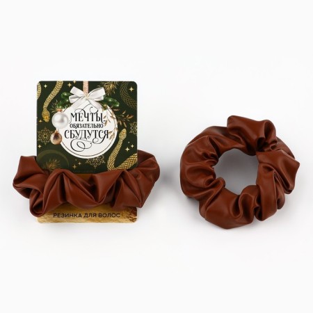 Hair gum for hair "Dreams will come true", brown, diam. 10 cm-1