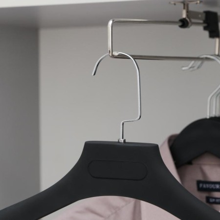 Shoulders-hanger for clothes, size 48-50, coating Soft-Touch, black color-1