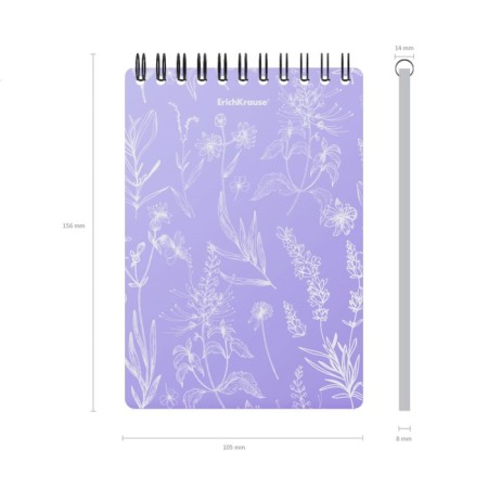 STOCKENOT on spirals A6, 80 sheets, cell, Erichkrause "Lavender", plastic cover silk -screen cover, OFSET BELIST 100%-3