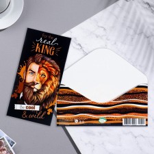 Конверт для денег "For the real king" лев, 16,8х8 см