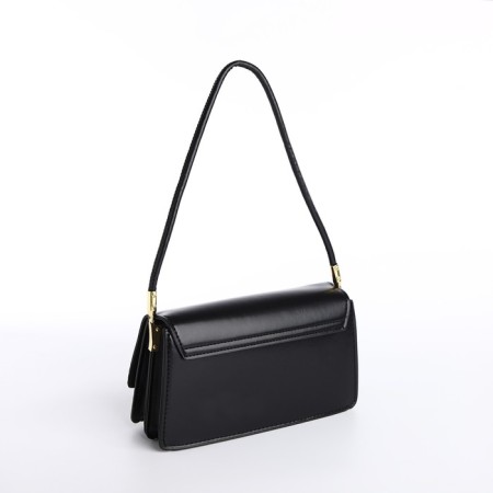 Women's bag on a valve, 24x13x8 cm, black color-5
