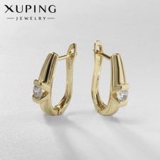 Earrings with rhinestones Xuping Strength, white color in gold