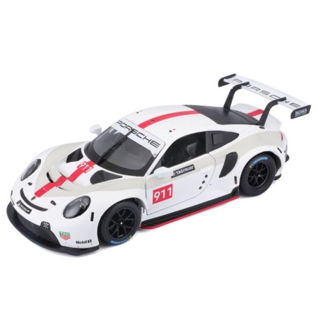 Racing machine BBURAGO Porsche 911 RSR, DIE-CAST, 1:24, White color, opening doors-5