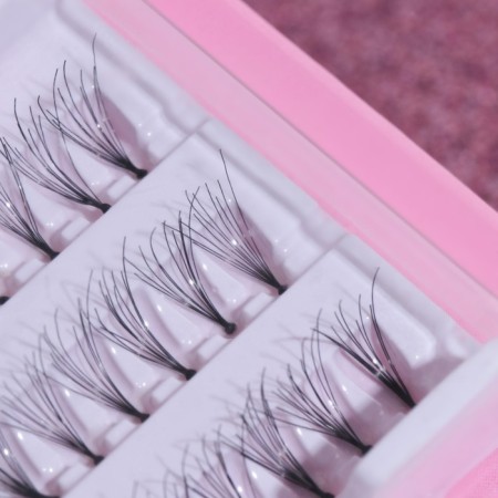 Eyelashes for extension, bundles, 12 mm, 60 bundles, black color-3
