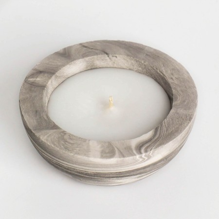 Aromatic candle in concrete "hemisphere", 9x4 cm, white, jasmine-1