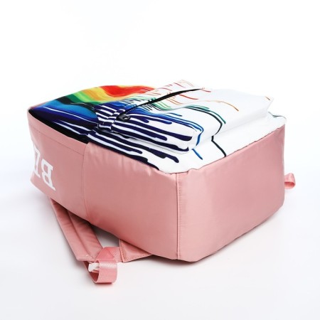 Youth backpack from textiles, 4 pockets, pink/multi -colored color-4