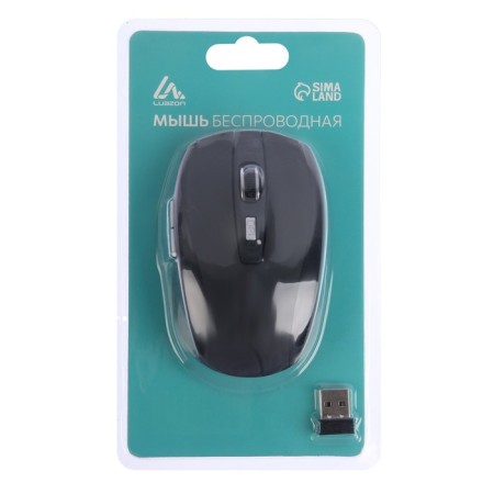 Mouse Luazon MB-1.1, wireless, optical, 3200 dpi, from 2 batteries, USB, black-5
