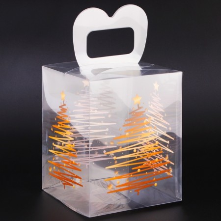 New Year. Box gift New Year folding PVC "Christmas tree" 12 x 12 x 15 cm.