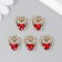 Decor for creativity metal, rhinestones "Three hearts in one" red, gold 0.8x1.6x1.7 cm
